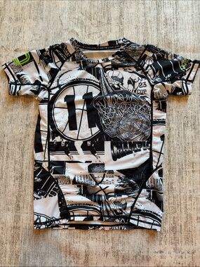 Overtime Black & White Graphic Kids Compression Tee